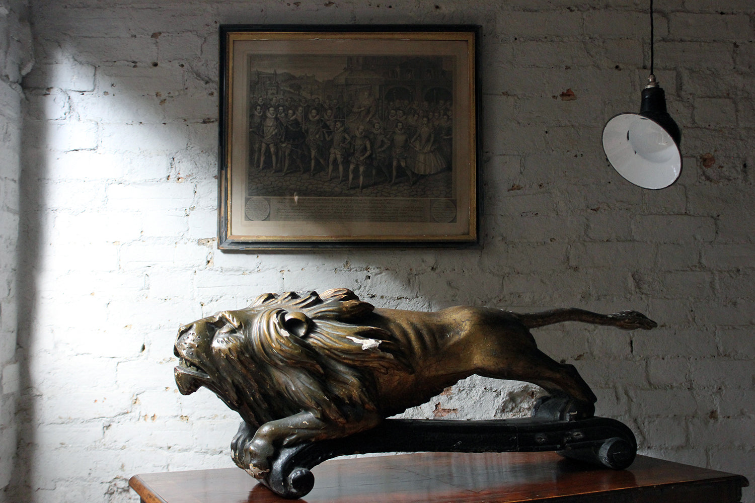 A c.1800 Carved Wood, Gesso & Parcel Gilt Heraldic Lion; The Cooper Penrose Estate, Ireland