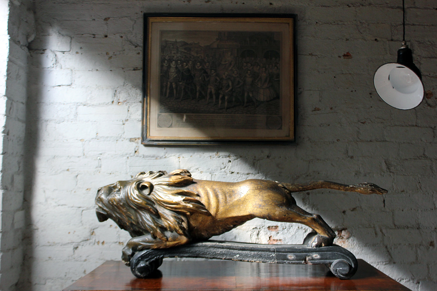 A c.1800 Carved Wood, Gesso & Parcel Gilt Heraldic Lion; The Cooper Penrose Estate, Ireland