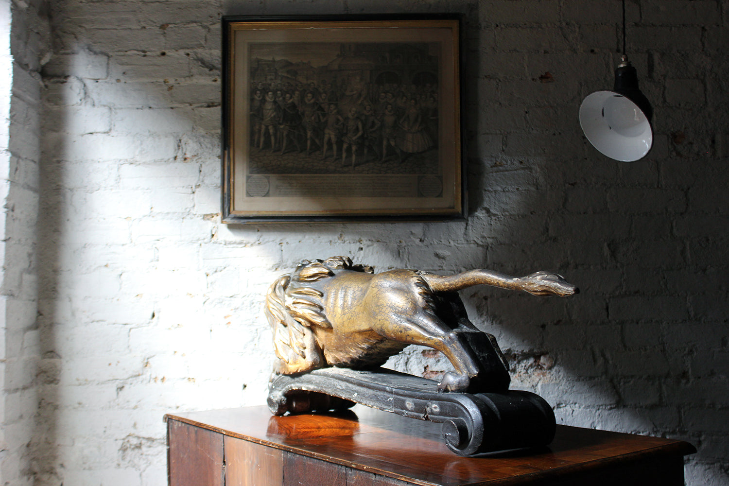 A c.1800 Carved Wood, Gesso & Parcel Gilt Heraldic Lion; The Cooper Penrose Estate, Ireland