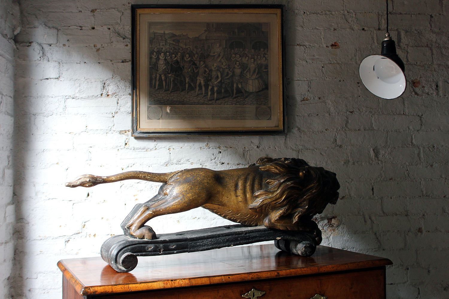 A c.1800 Carved Wood, Gesso & Parcel Gilt Heraldic Lion; The Cooper Penrose Estate, Ireland