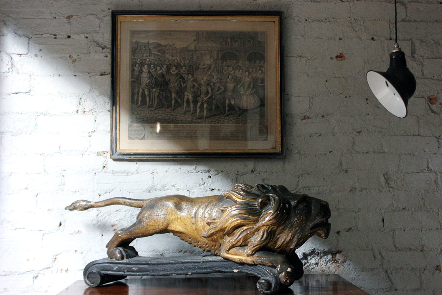 A c.1800 Carved Wood, Gesso & Parcel Gilt Heraldic Lion; The Cooper Penrose Estate, Ireland