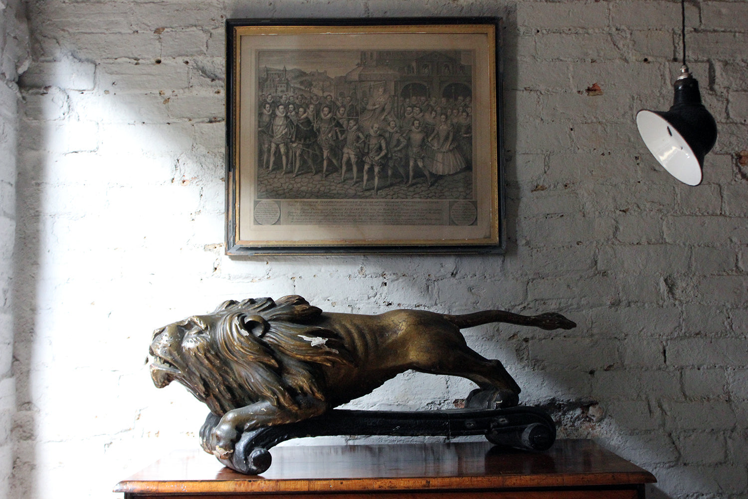 A c.1800 Carved Wood, Gesso & Parcel Gilt Heraldic Lion; The Cooper Penrose Estate, Ireland