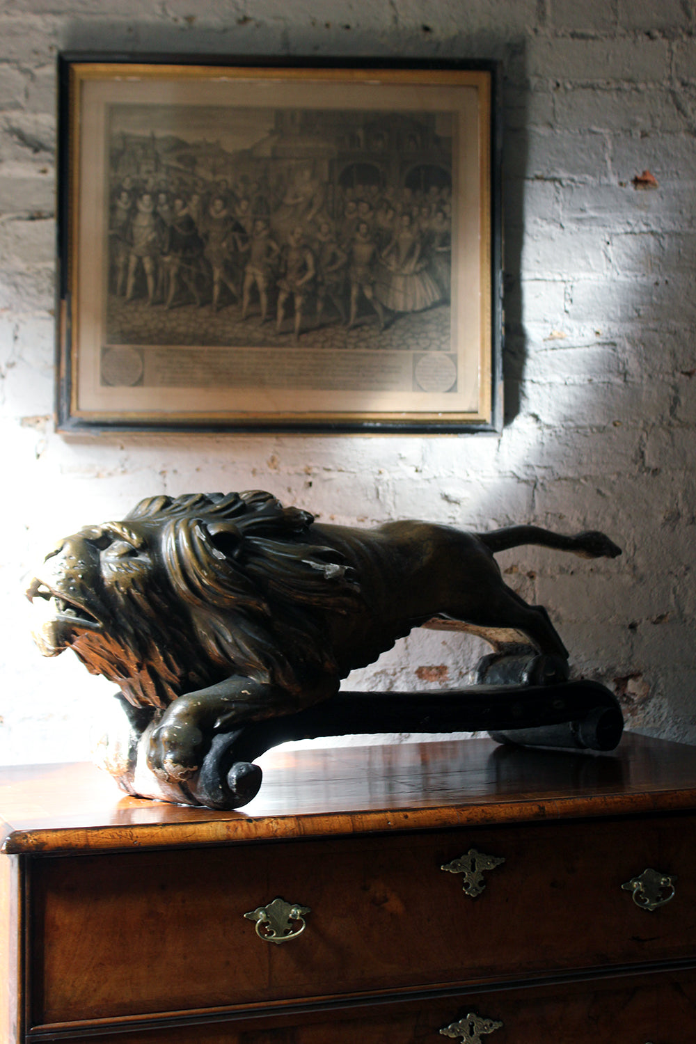 A c.1800 Carved Wood, Gesso & Parcel Gilt Heraldic Lion; The Cooper Penrose Estate, Ireland
