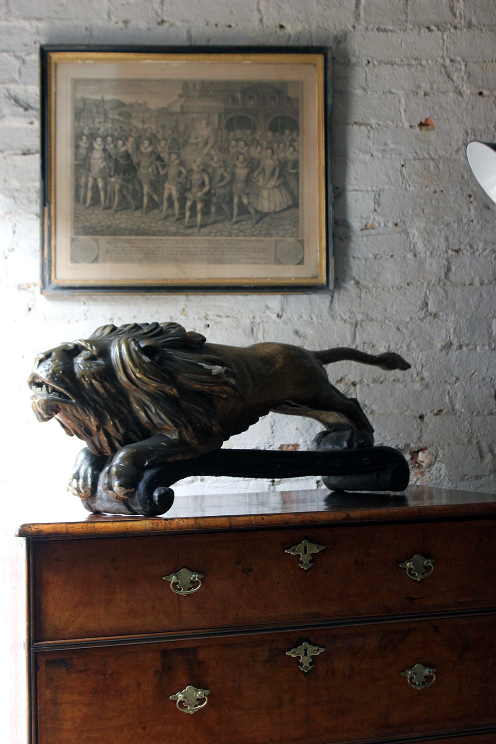 A c.1800 Carved Wood, Gesso & Parcel Gilt Heraldic Lion; The Cooper Penrose Estate, Ireland