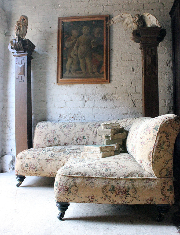 A Charming Edwardian Period Upholstered Corner Love Seat Sofa c.1900