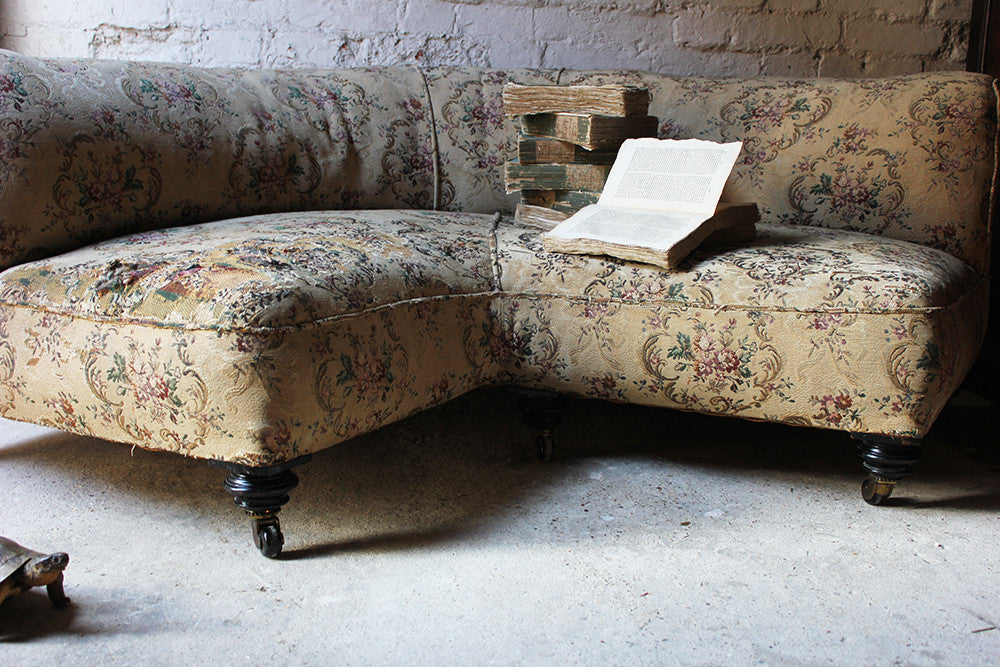 A Charming Edwardian Period Upholstered Corner Love Seat Sofa c.1900
