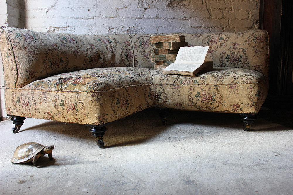 A Charming Edwardian Period Upholstered Corner Love Seat Sofa c.1900