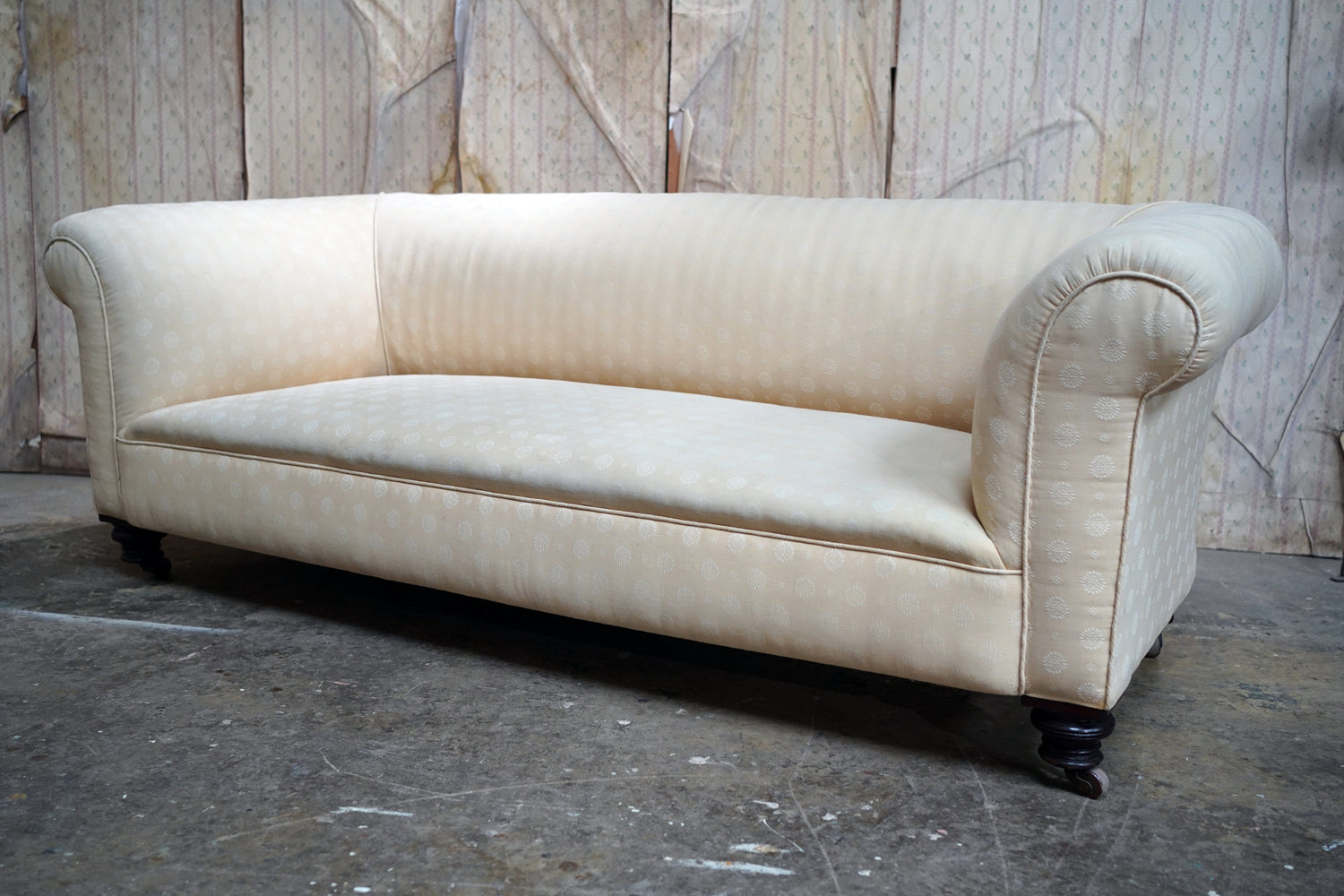 A Good Quality Late Victorian Upholstered Oak Chesterfield Sofa c.1880