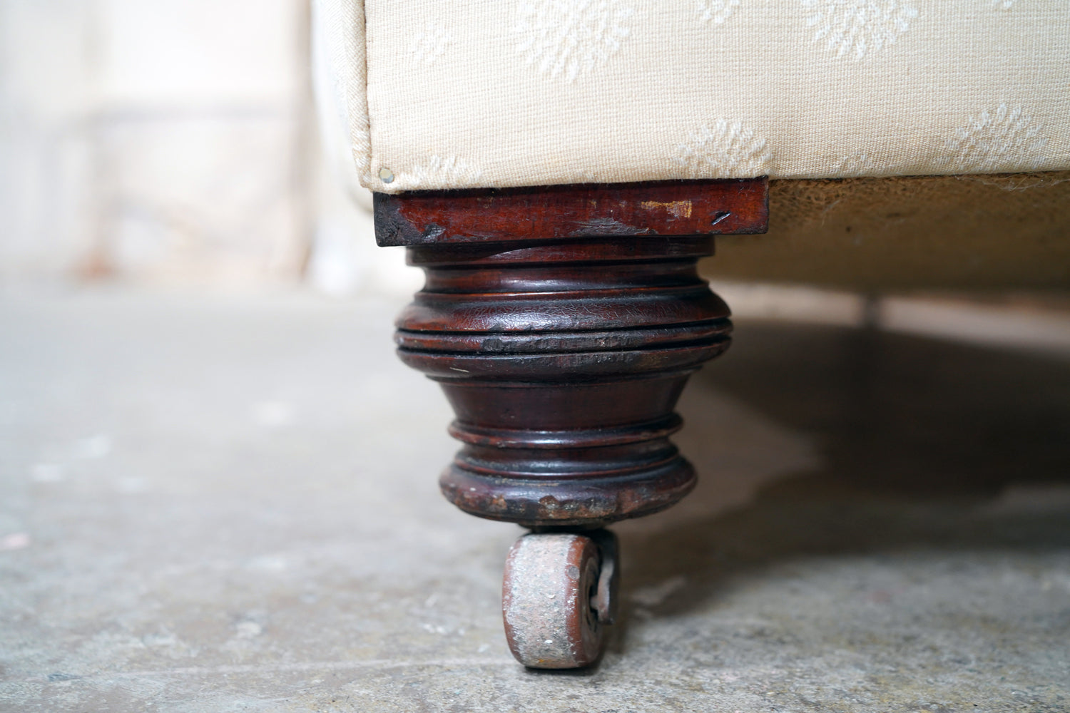 A Good Quality Late Victorian Upholstered Oak Chesterfield Sofa c.1880