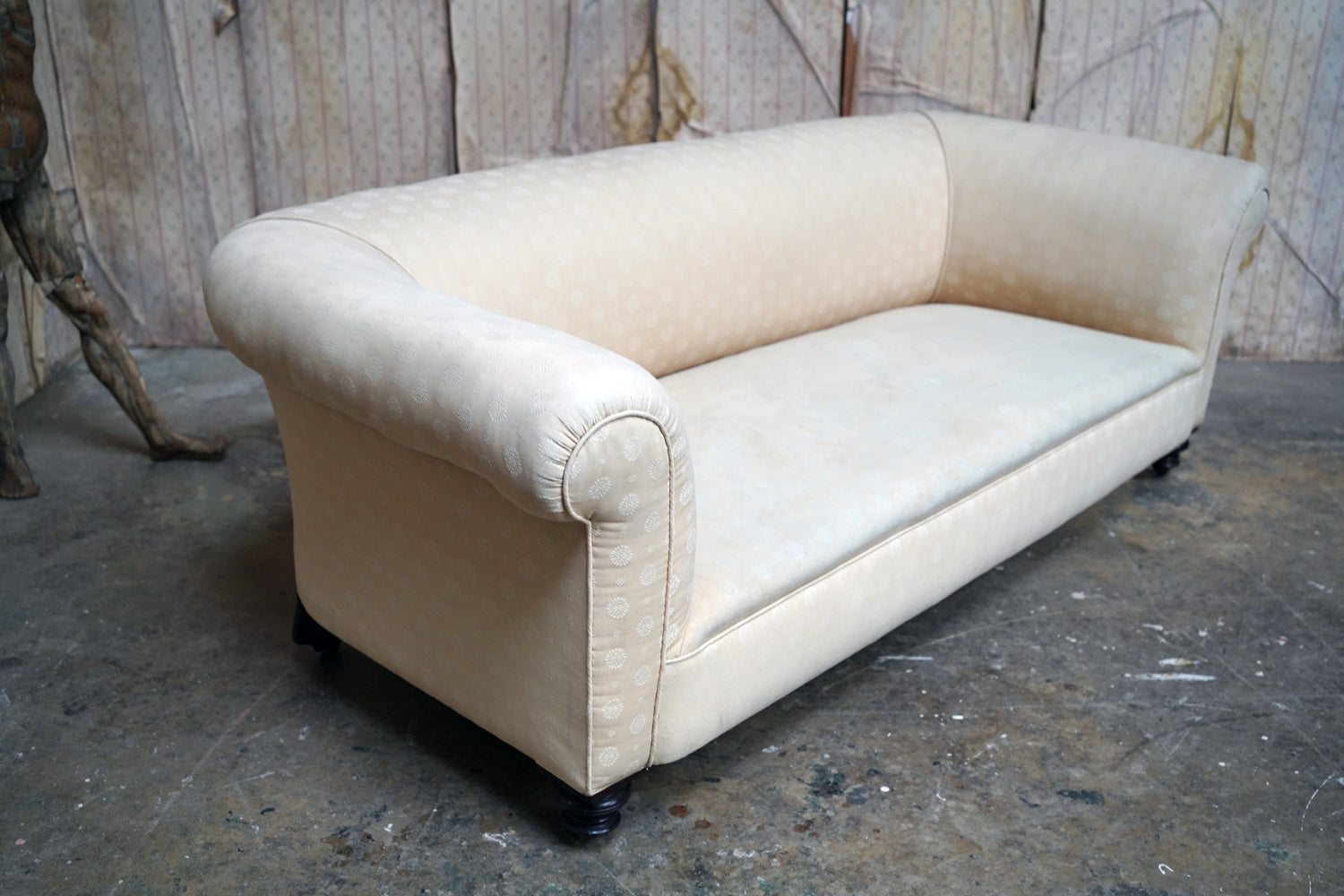 A Good Quality Late Victorian Upholstered Oak Chesterfield Sofa c.1880