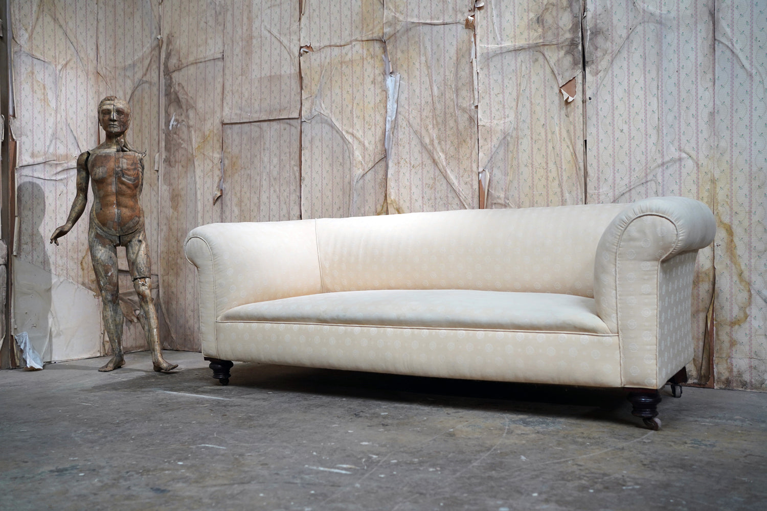 A Good Quality Late Victorian Upholstered Oak Chesterfield Sofa c.1880