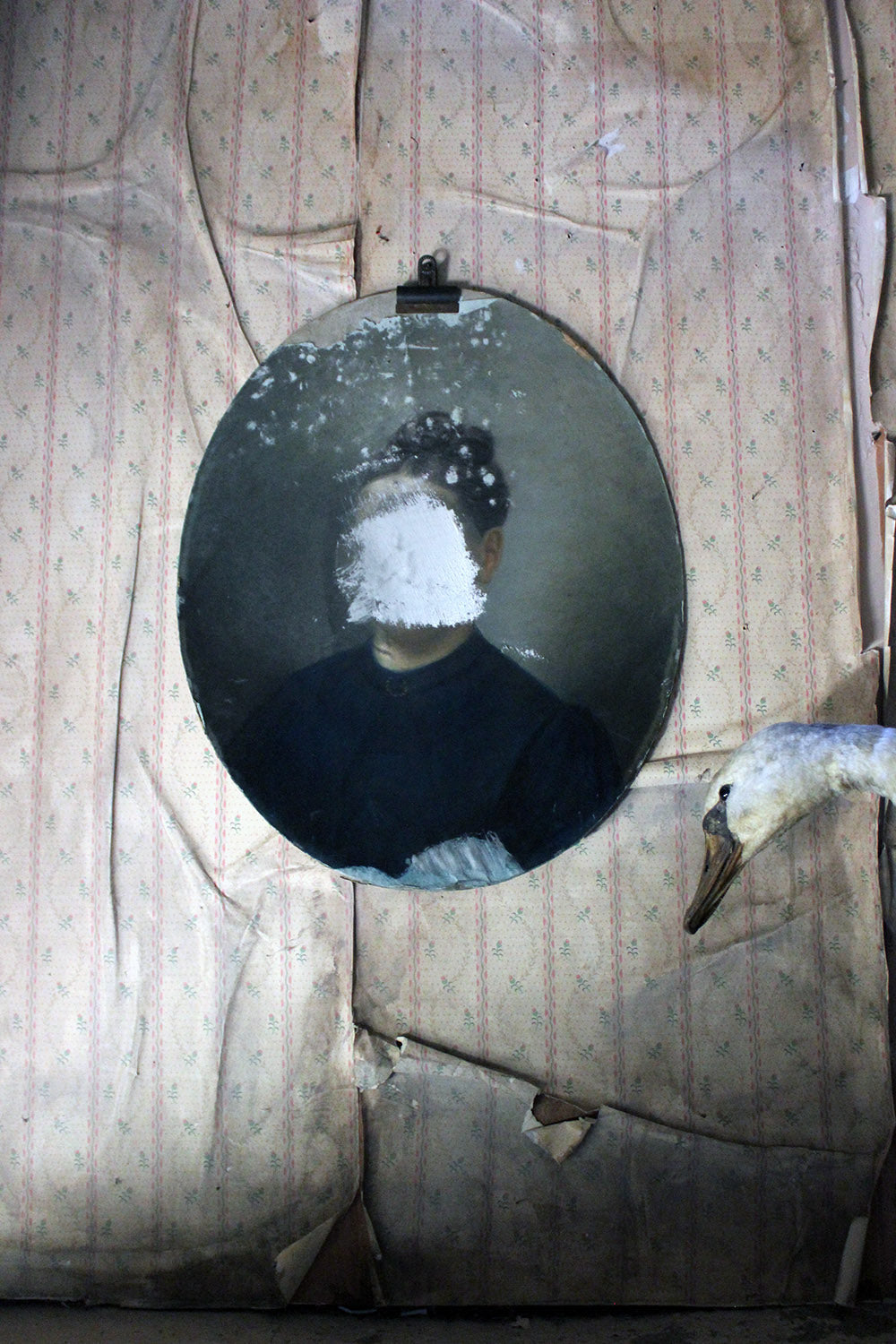 A 19thC Defaced French School Oval Pastel Portrait of Lady c.1870