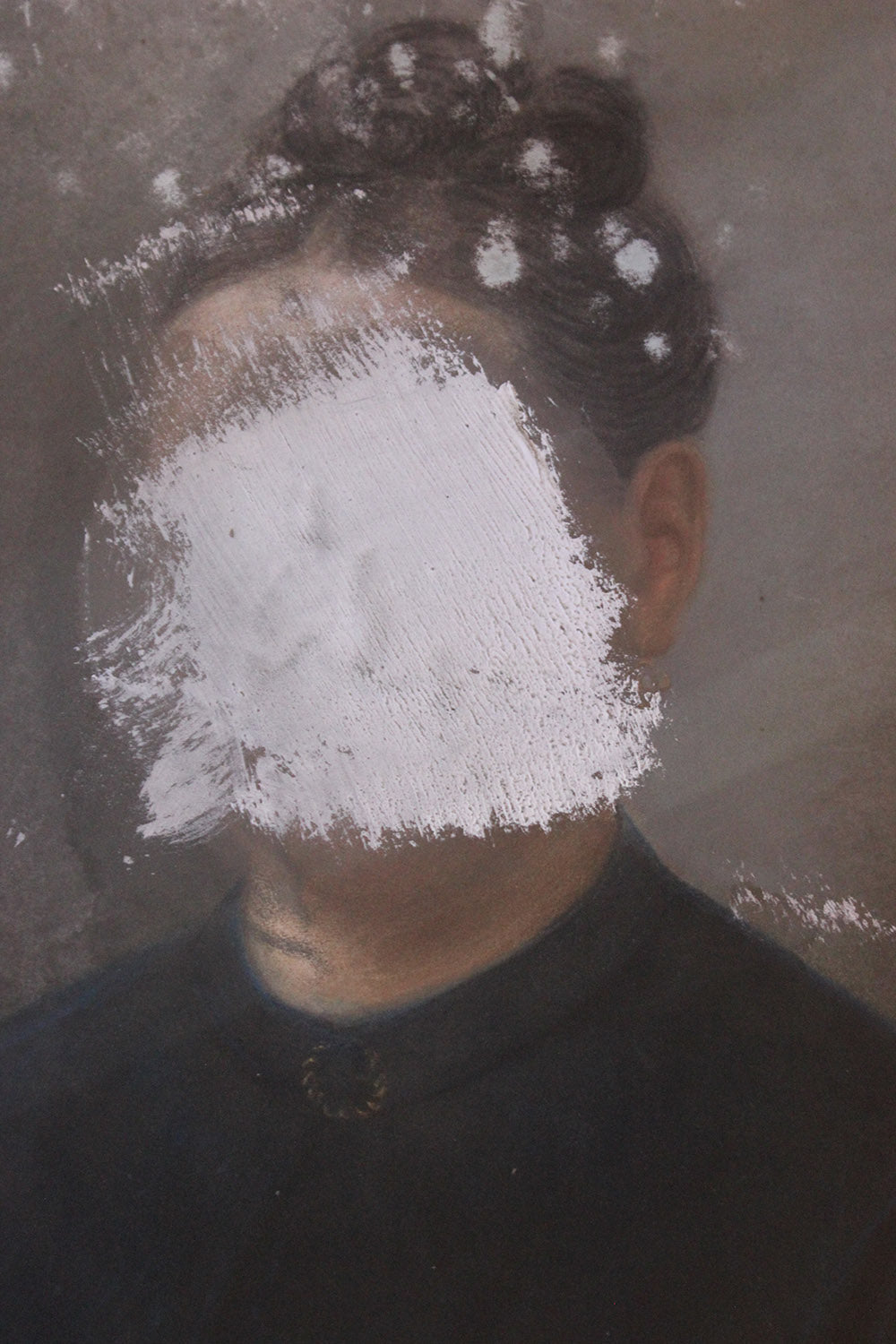 A 19thC Defaced French School Oval Pastel Portrait of Lady c.1870