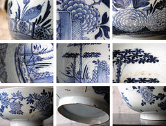 A Beautiful Large Rivet Repaired Lambeth Blue & White Delft Punch Bowl c.1760