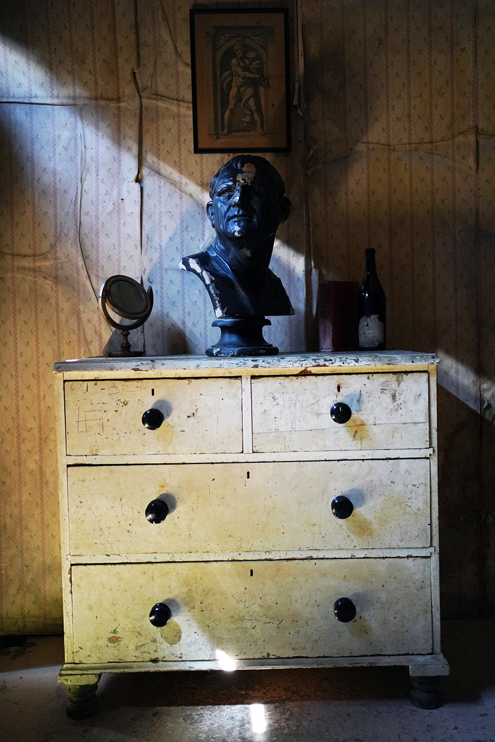 A 19thC Black Painted Plaster Library Bust of Demosthenes; Wormington Grange