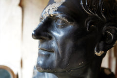 A 19thC Black Painted Plaster Library Bust of Demosthenes; Wormington Grange