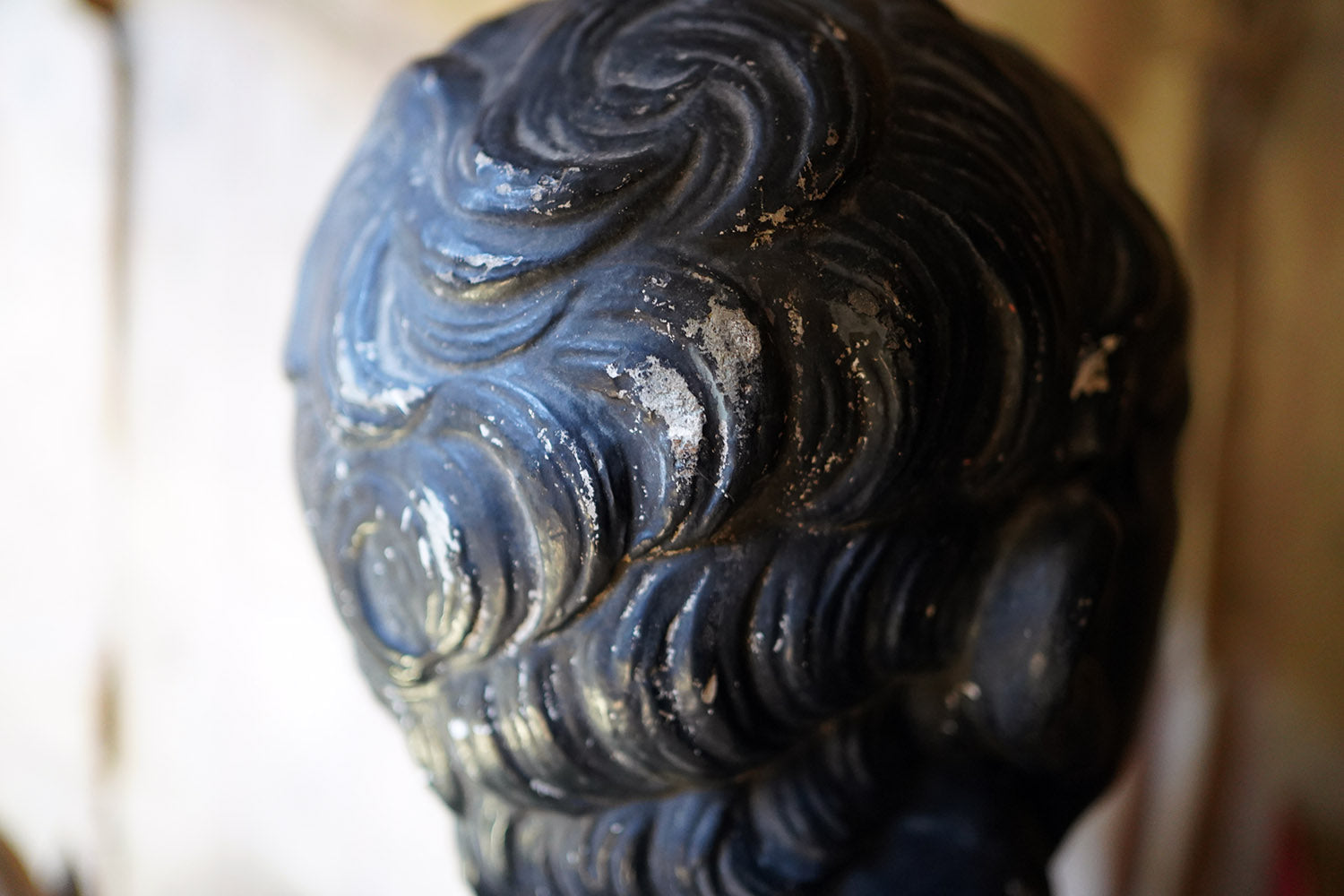A 19thC Black Painted Plaster Library Bust of Demosthenes; Wormington Grange