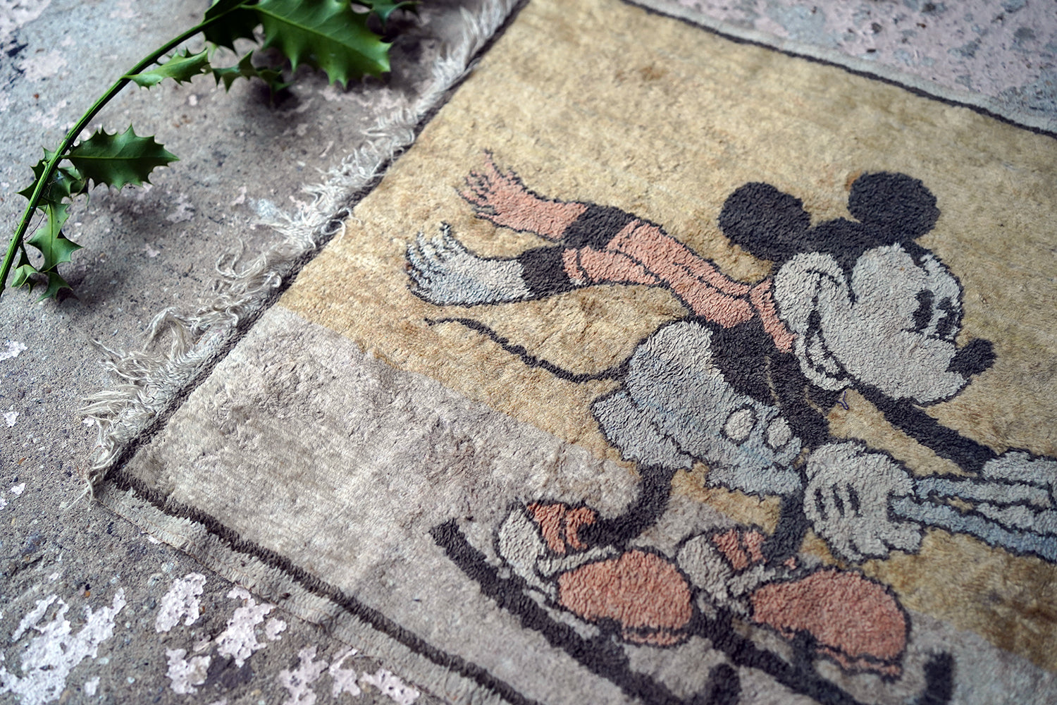 A 1930s Disney Mickey & Minnie Mouse Plush Nursery Mat