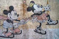A 1930s Disney Mickey & Minnie Mouse Plush Nursery Mat