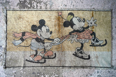 A 1930s Disney Mickey & Minnie Mouse Plush Nursery Mat