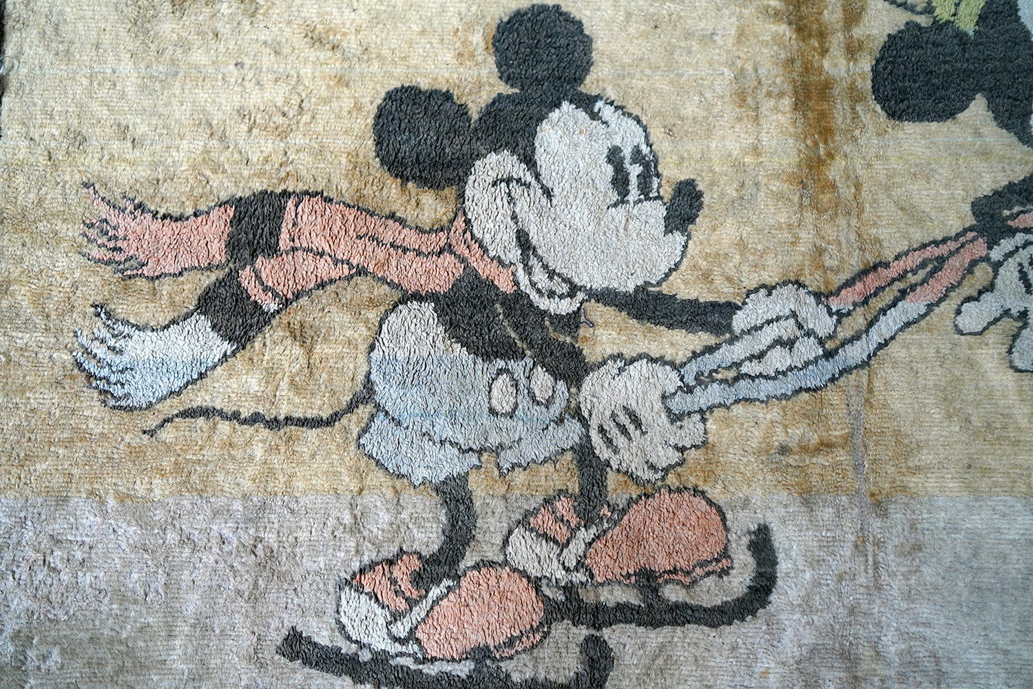 A 1930s Disney Mickey & Minnie Mouse Plush Nursery Mat