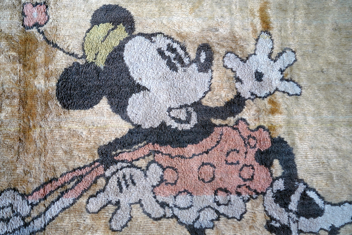 A 1930s Disney Mickey & Minnie Mouse Plush Nursery Mat