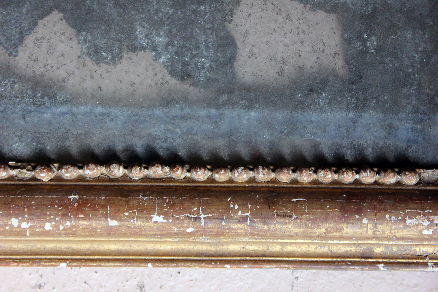 A Distressed George III Period Rectangular Gilded Gesso Wall Mirror c.1800