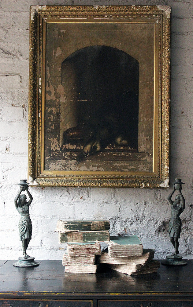A Charming c.1880 English School Oil on Canvas of a Dog in a Kennel