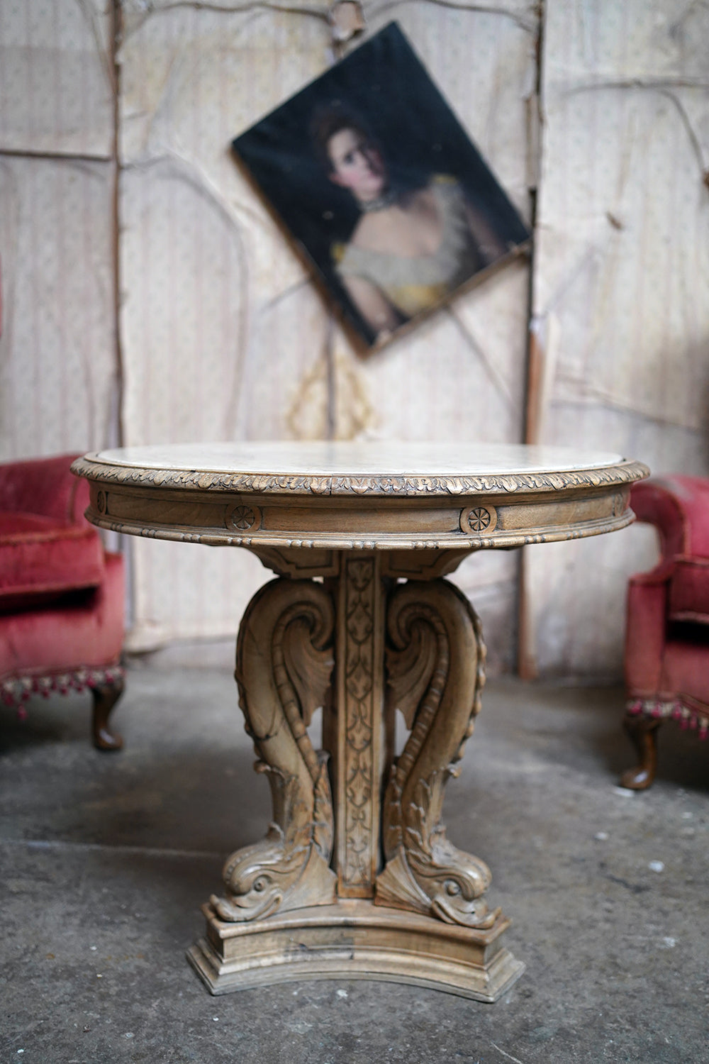A 2nd Empire Period Fruitwood, Beech & Fior di Bosco Marble Guéridon c.1860