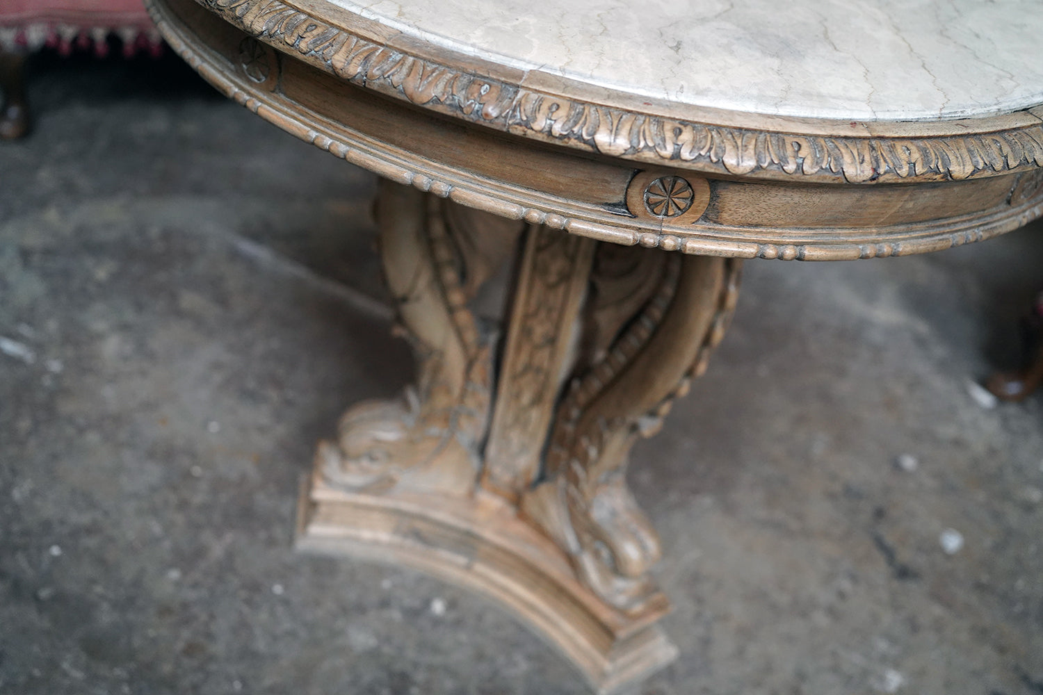 A 2nd Empire Period Fruitwood, Beech & Fior di Bosco Marble Guéridon c.1860