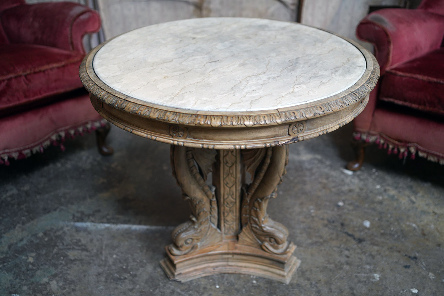 A 2nd Empire Period Fruitwood, Beech & Fior di Bosco Marble Guéridon c.1860