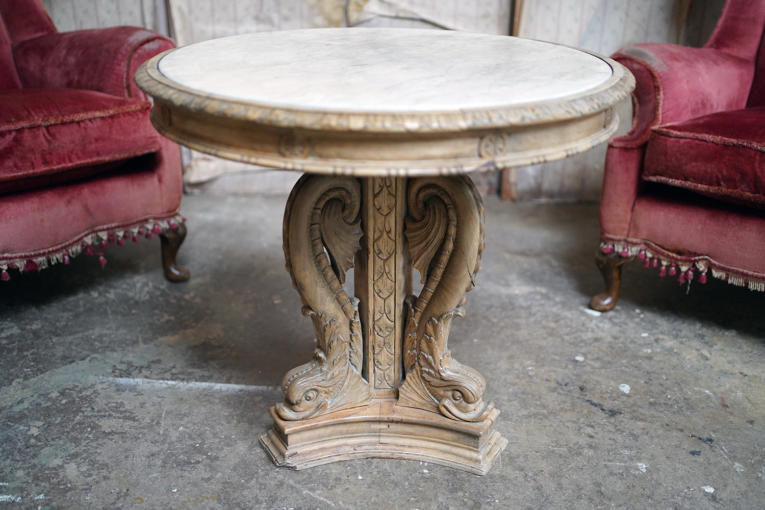 A 2nd Empire Period Fruitwood, Beech & Fior di Bosco Marble Guéridon c.1860