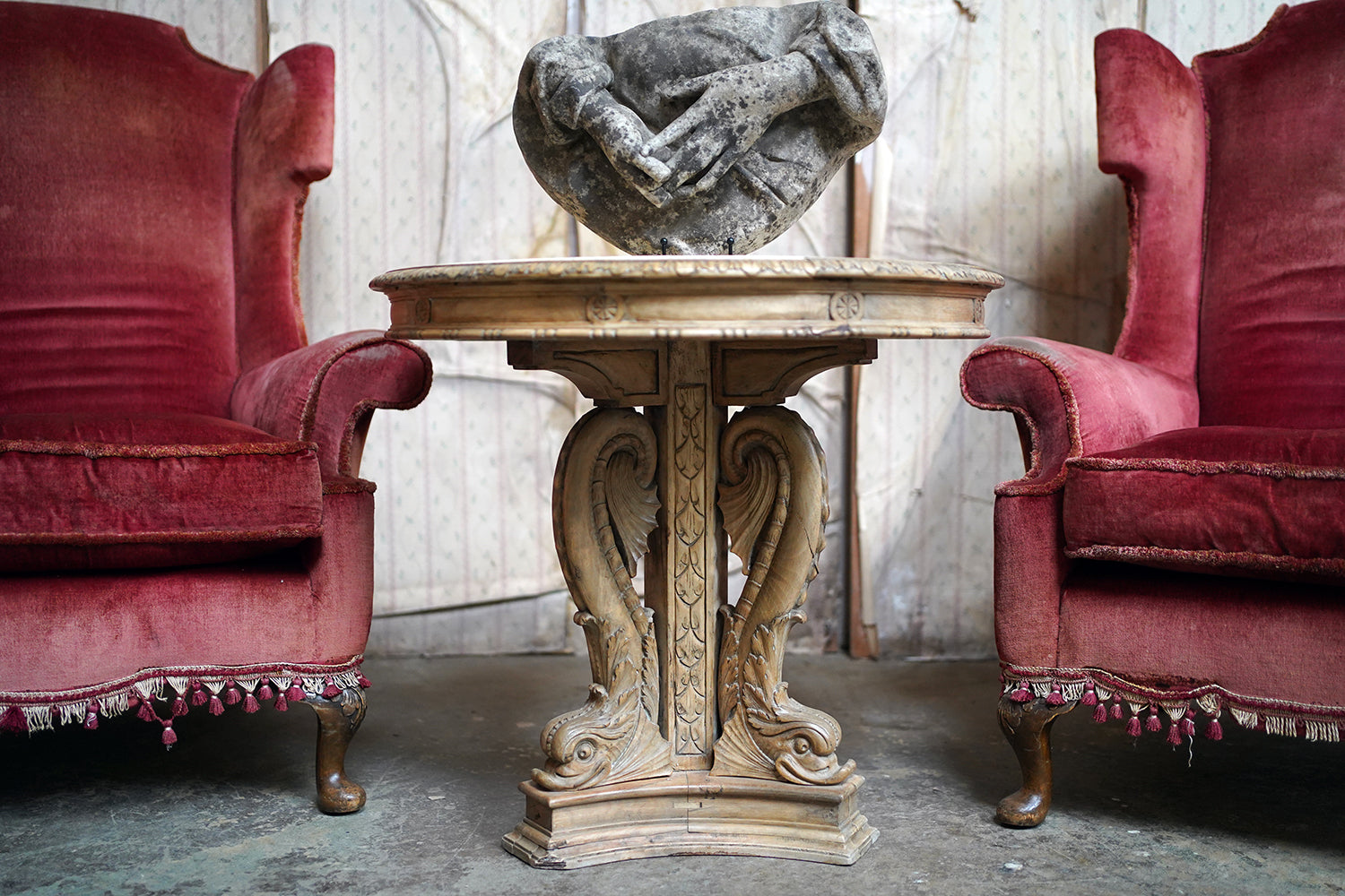 A 2nd Empire Period Fruitwood, Beech & Fior di Bosco Marble Guéridon c.1860