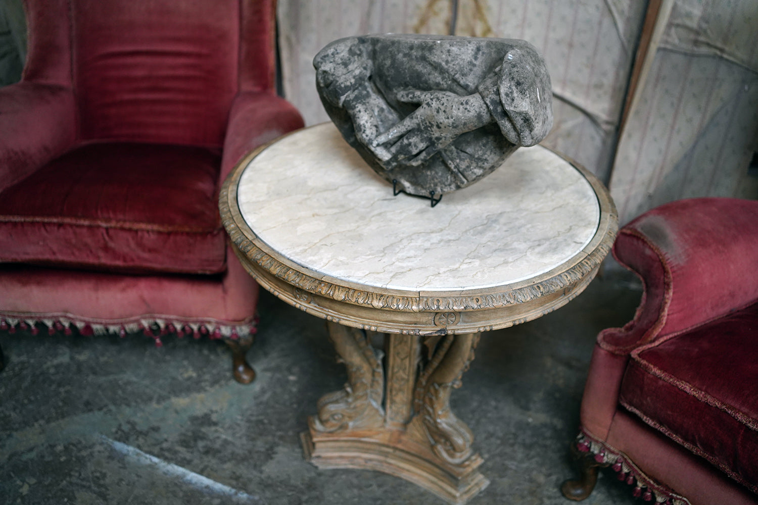 A 2nd Empire Period Fruitwood, Beech & Fior di Bosco Marble Guéridon c.1860