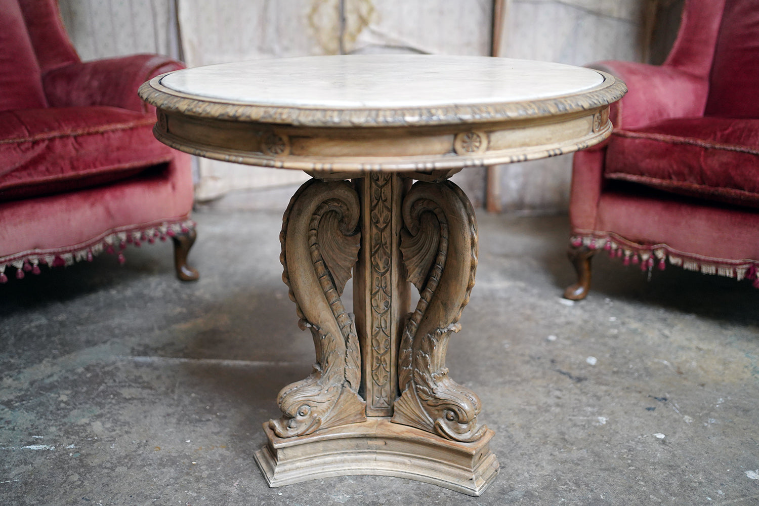 A 2nd Empire Period Fruitwood, Beech & Fior di Bosco Marble Guéridon c.1860