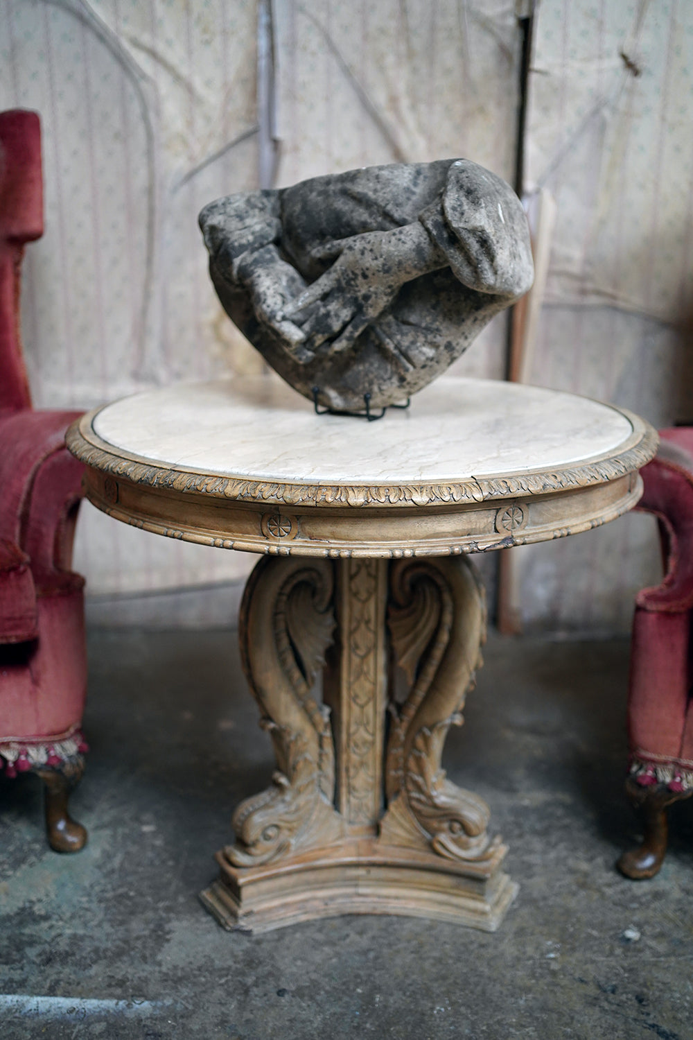 A 2nd Empire Period Fruitwood, Beech & Fior di Bosco Marble Guéridon c.1860