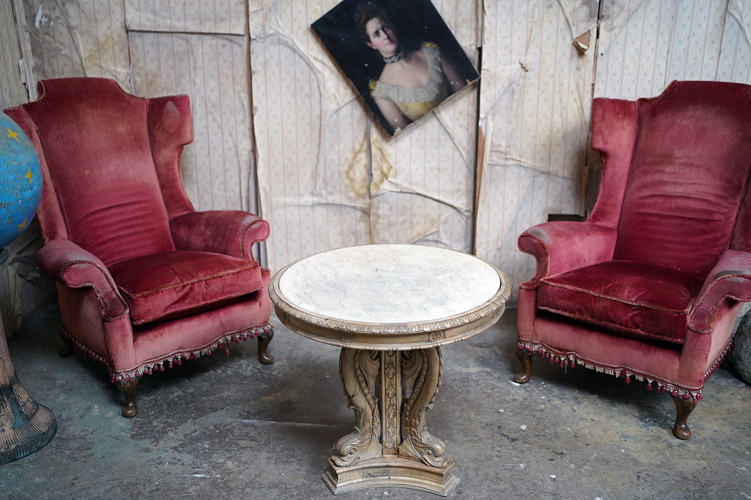 A 2nd Empire Period Fruitwood, Beech & Fior di Bosco Marble Guéridon c.1860