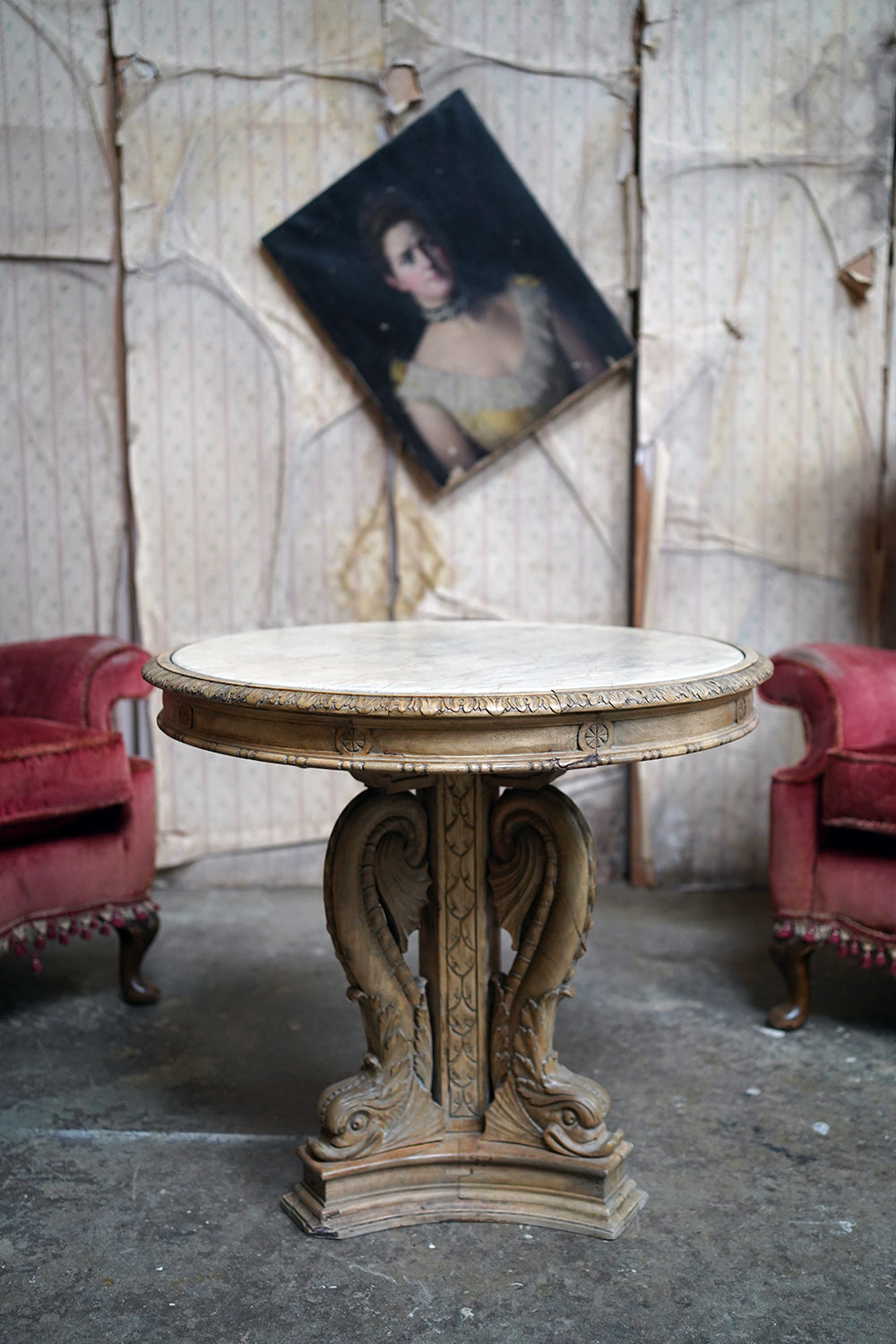 A 2nd Empire Period Fruitwood, Beech & Fior di Bosco Marble Guéridon c.1860