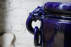 A Fabulous Large Minton Ultramarine Blue Ground Pottery Jardiniere Designed by Dr Christopher Dresser c.1880