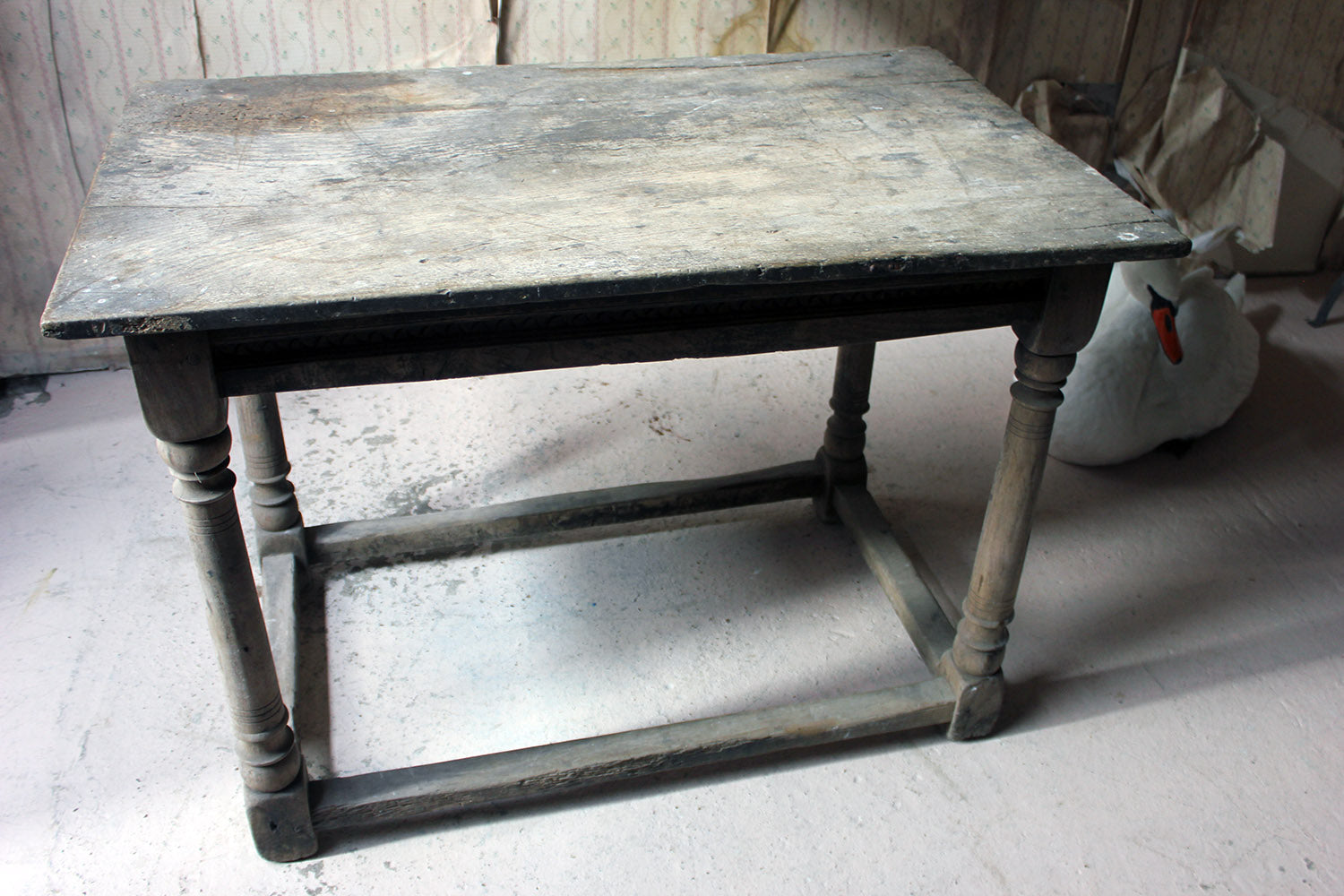 A 17thC Dry Oak Charles II Period Side Table c.1680