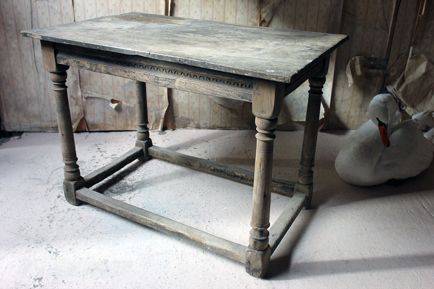 A 17thC Dry Oak Charles II Period Side Table c.1680