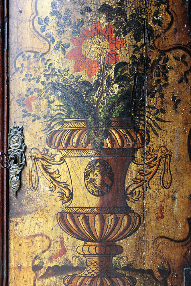 A Decorative Dutch Bow-Fronted Painted Corner Cupboard c.1770