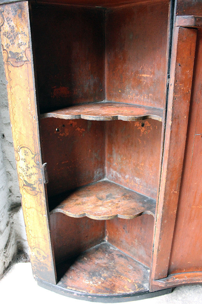 A Decorative Dutch Bow-Fronted Painted Corner Cupboard c.1770