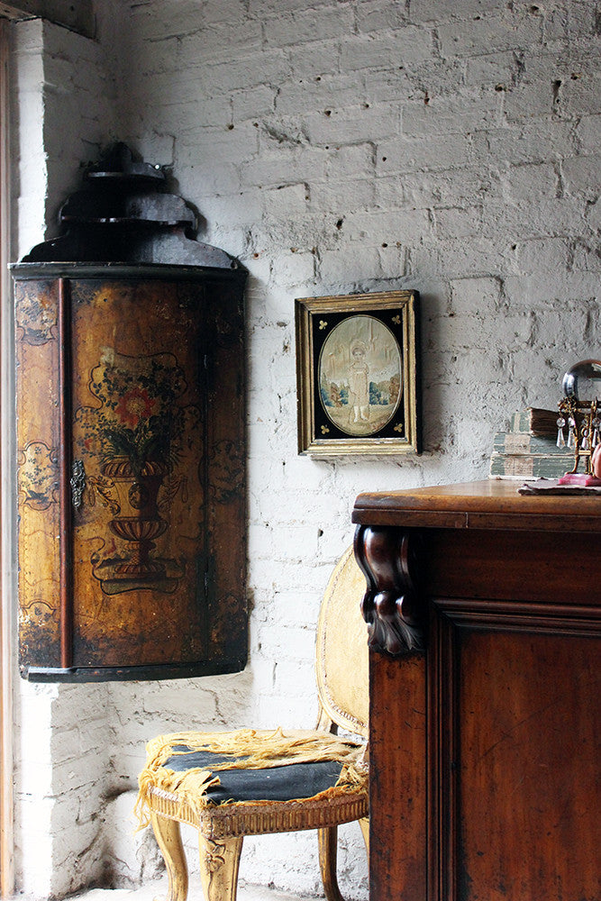 A Decorative Dutch Bow-Fronted Painted Corner Cupboard c.1770