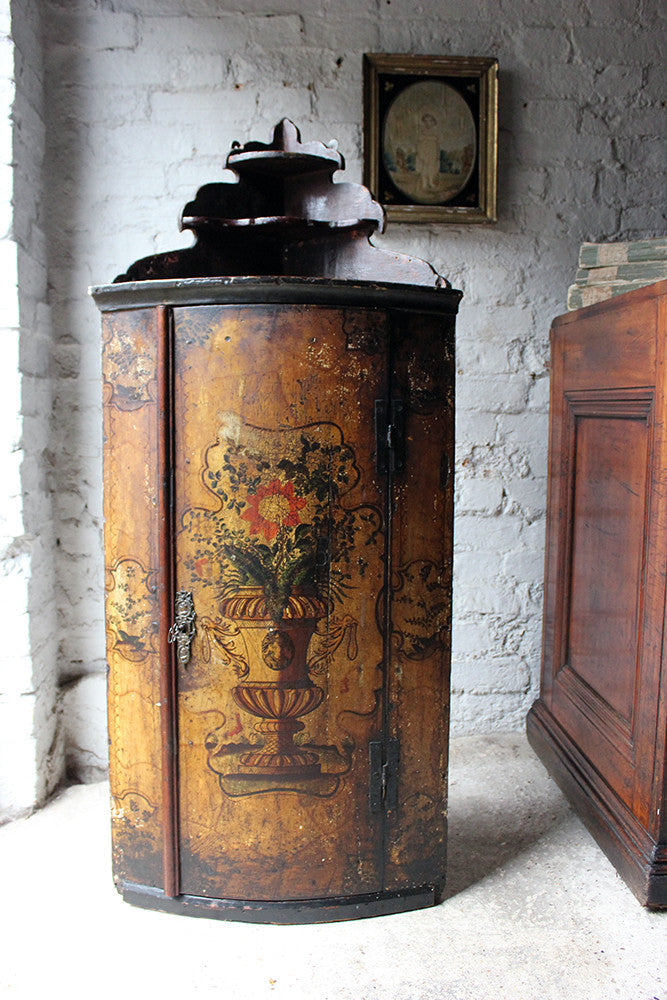 A Decorative Dutch Bow-Fronted Painted Corner Cupboard c.1770