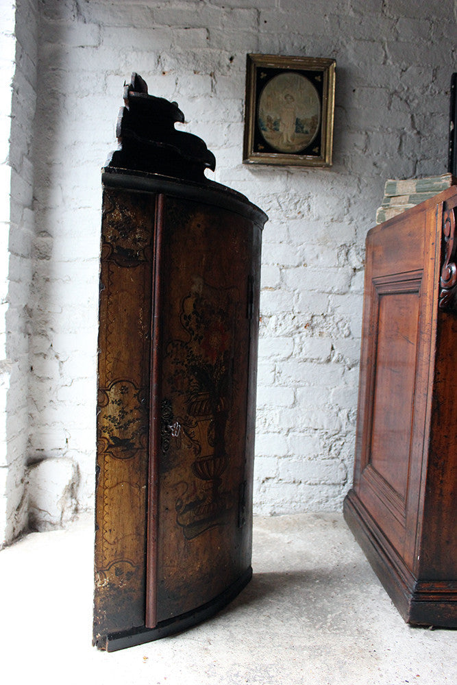 A Decorative Dutch Bow-Fronted Painted Corner Cupboard c.1770