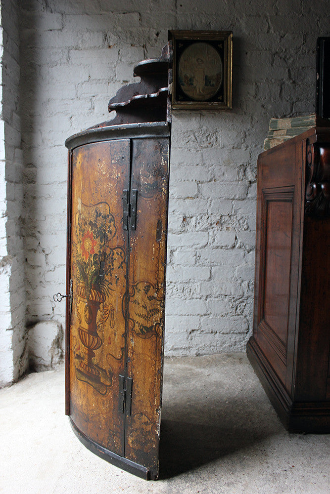A Decorative Dutch Bow-Fronted Painted Corner Cupboard c.1770