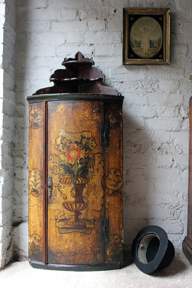 A Decorative Dutch Bow-Fronted Painted Corner Cupboard c.1770
