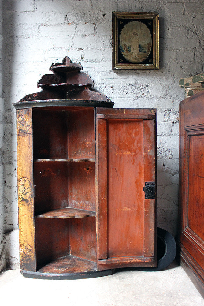 A Decorative Dutch Bow-Fronted Painted Corner Cupboard c.1770