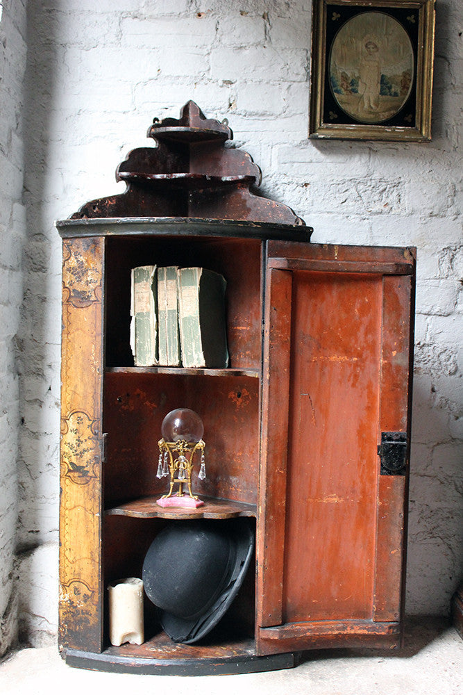 A Decorative Dutch Bow-Fronted Painted Corner Cupboard c.1770